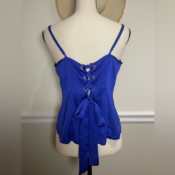 Free People Sensual Satin Corset Back Cami in Blue Sz. Small - Picture 7 of 10